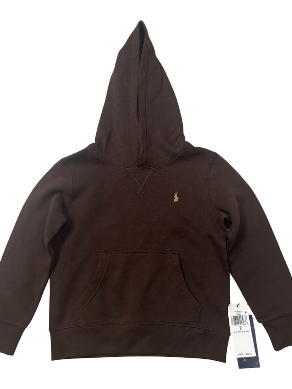 Ralph Lauren Kids Chocolate Brown Hooded Sweatshirt with Gold Pony